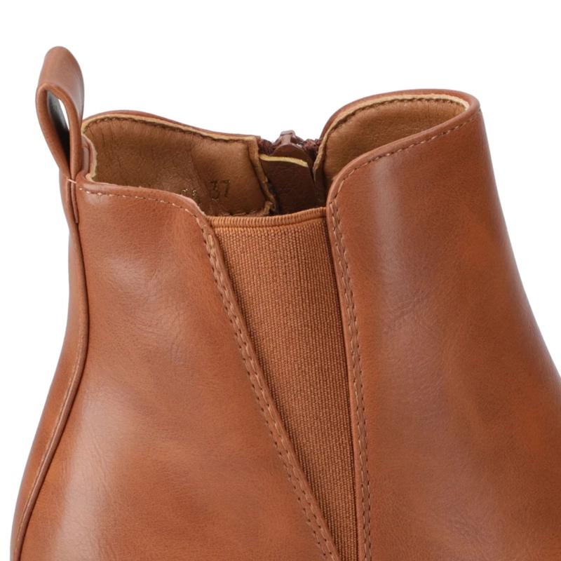 BOTIN TACO ANCHO 5 CM CAMEL NEW WALK - 4