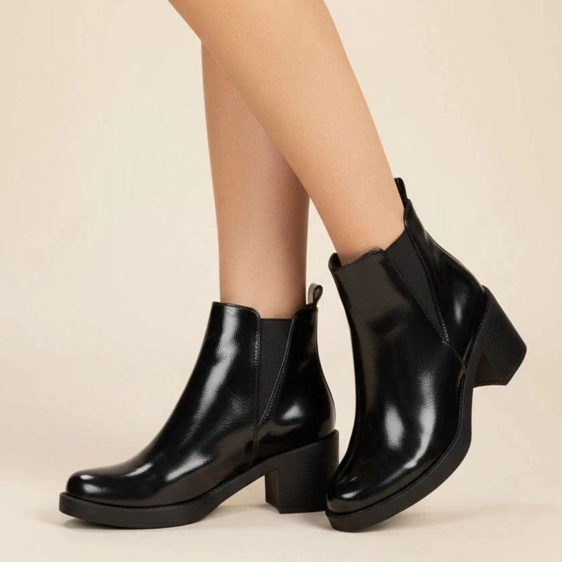 BOTIN TACO ANCHO 5 CM NEGRO NEW WALK - 2