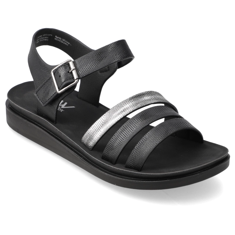 SANDALIA PLANA MUJER NEW WALK PLATA - 1
