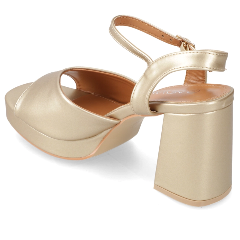 SANDALIA FIESTA TACO ANCHO DORADA NEW WALK MUJER - 4