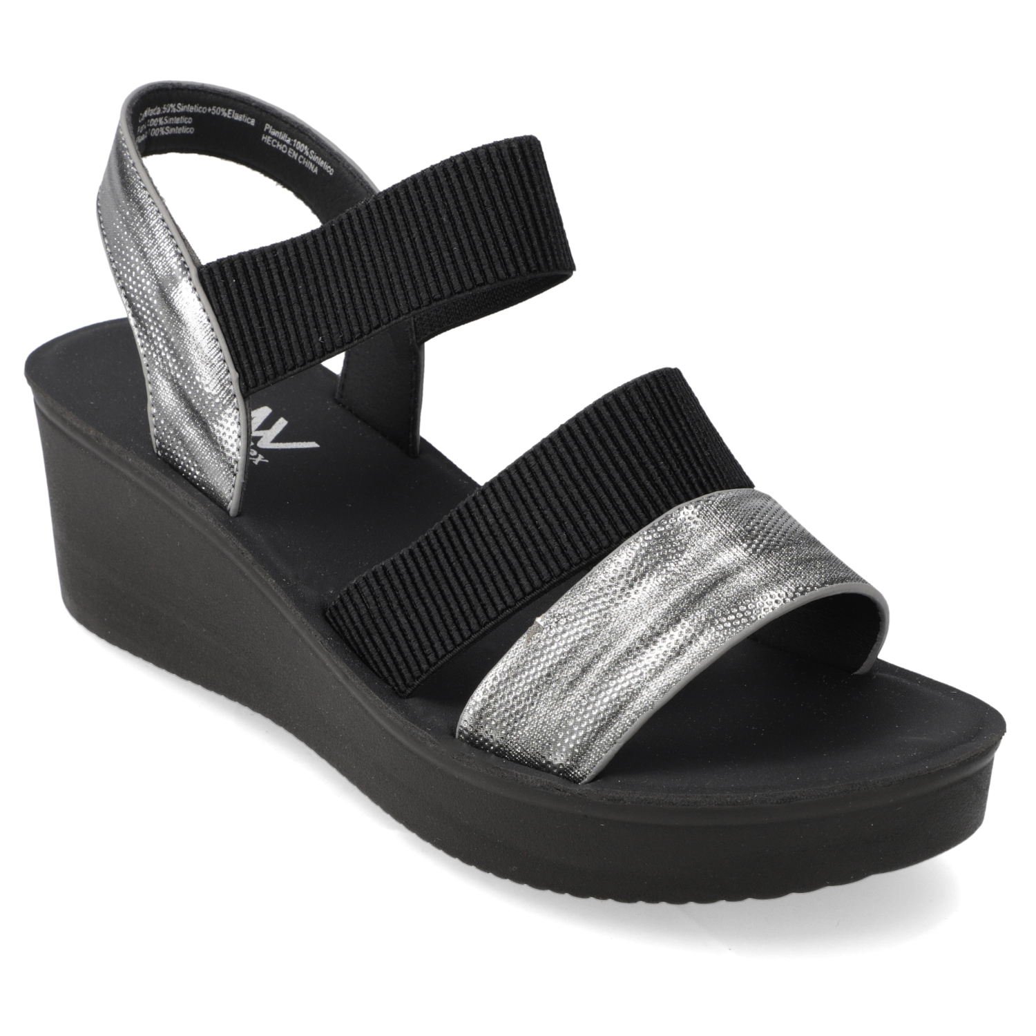 SANDALIA TACO MUJER NEW WALK PLATA - 1