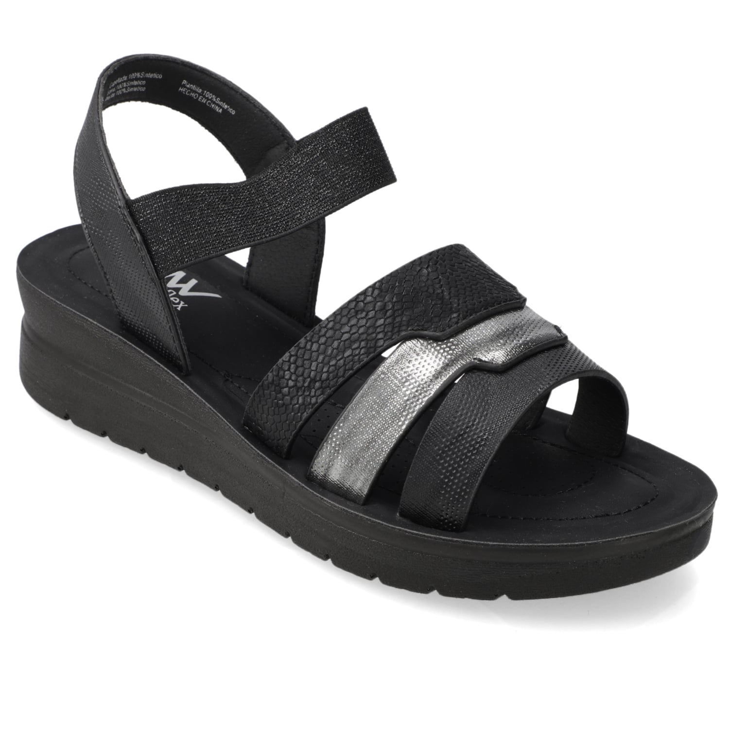 SANDALIA TACO MUJER NEW WALK NEGRO - 1