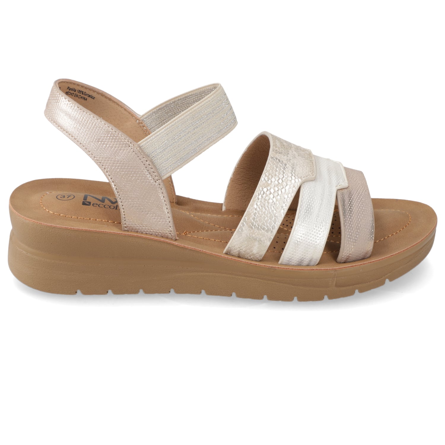 SANDALIA TACO MUJER NEW WALK BEIGE - 2