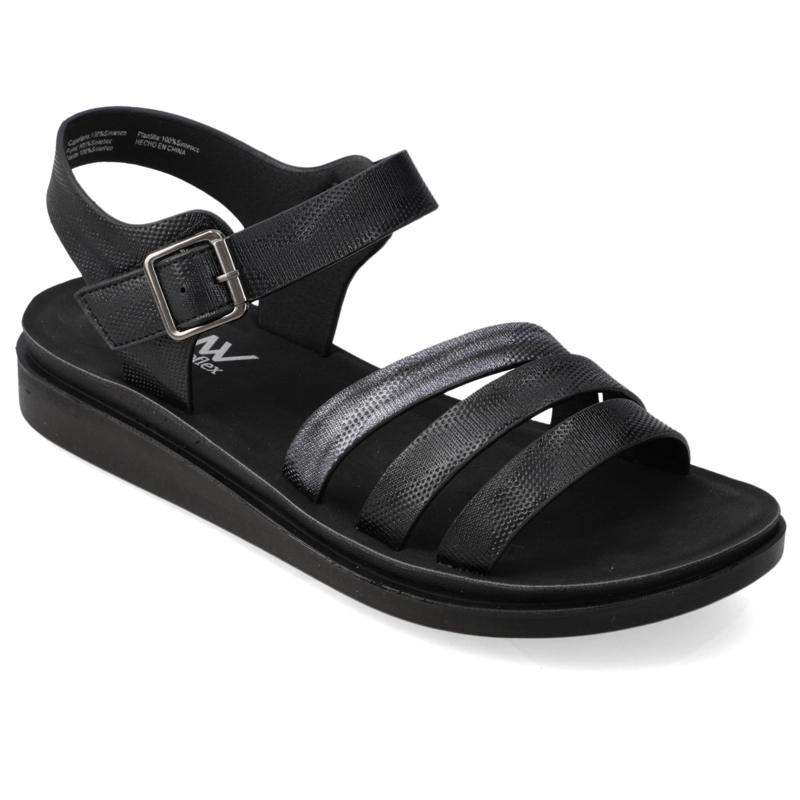 SANDALIA PLANA MUJER NEW WALK NEGRO - 1