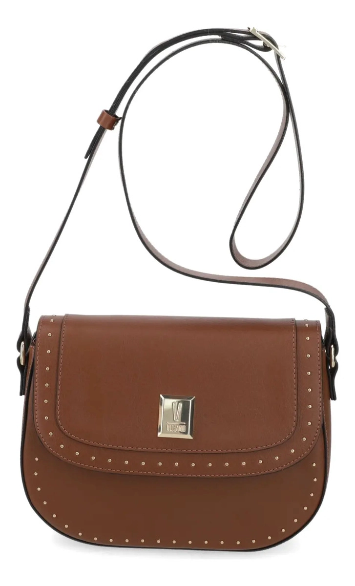 CARTERA BANDOLERA MUJER VIZZANO CAMEL CON DETALLES DE TACHAS - 1