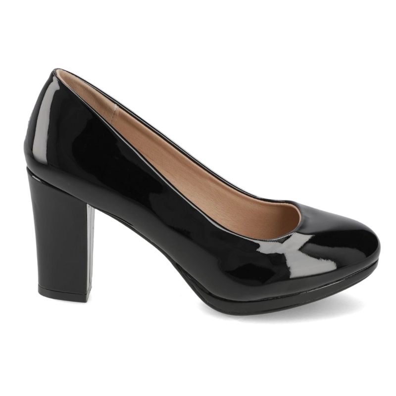 ZAPATO TACO ANCHO CHAROL NEGRO NEW WALK - 1