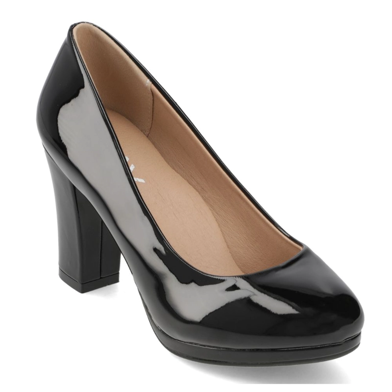 ZAPATO TACO ANCHO CHAROL NEGRO NEW WALK - 2