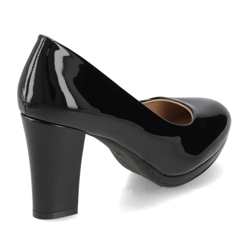 ZAPATO TACO ANCHO CHAROL NEGRO NEW WALK - 3