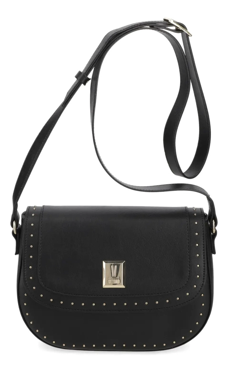 CARTERA BANDOLERA MUJER VIZZANO NEGRA CON DETALLES DE TACHAS - 1