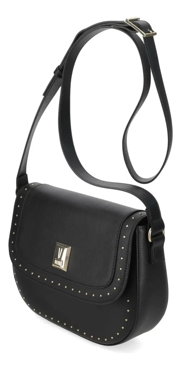 CARTERA BANDOLERA MUJER VIZZANO NEGRA CON DETALLES DE TACHAS - 2