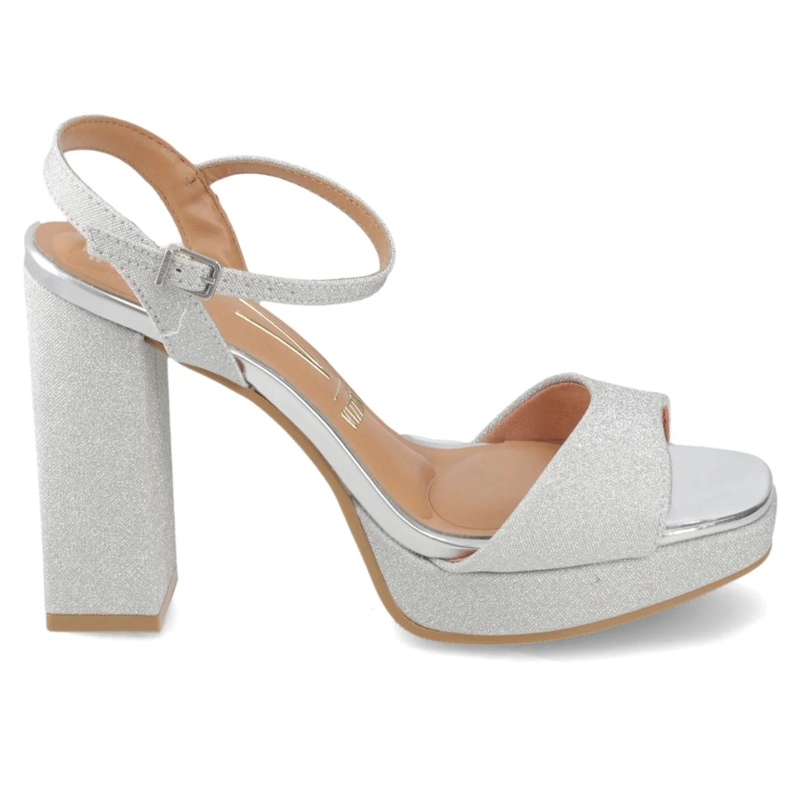 SANDALIA FIESTA TACO ANCHO PLATEADO VIZZANO MUJER - 3