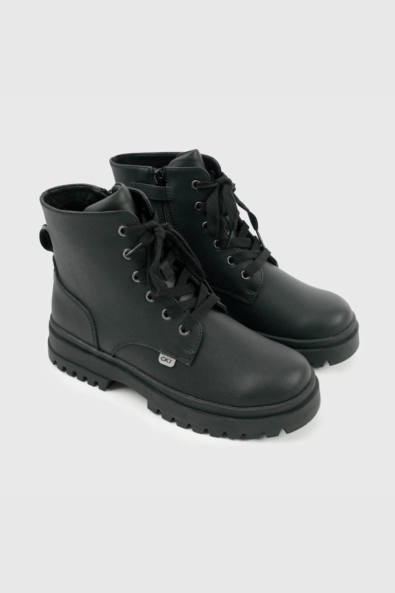 BOTIN ESCOLAR NEGRO CON PLATAFORMA Y CORDONES NIÑA 34 AL 41 - 1