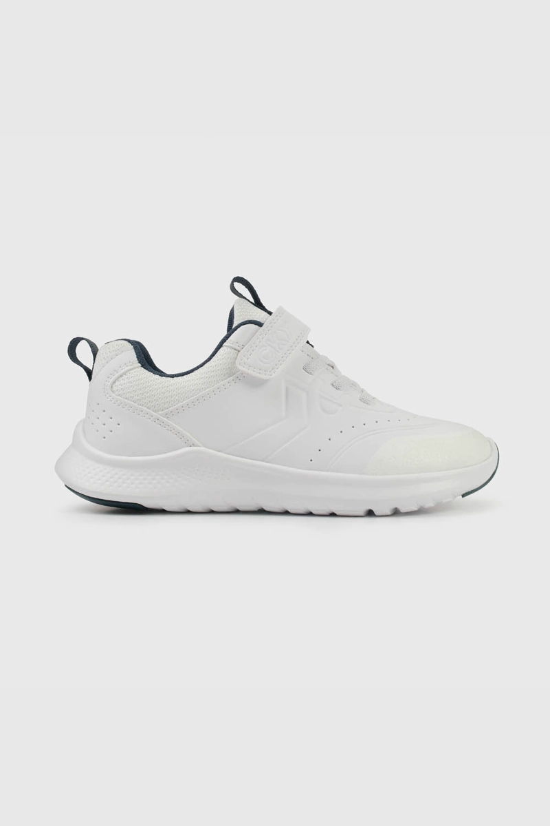 ZAPATILLAS COLLOKY ESCOLAR BLANCA CON VELCRO Y DETALLES AZULES NIÑO - 2