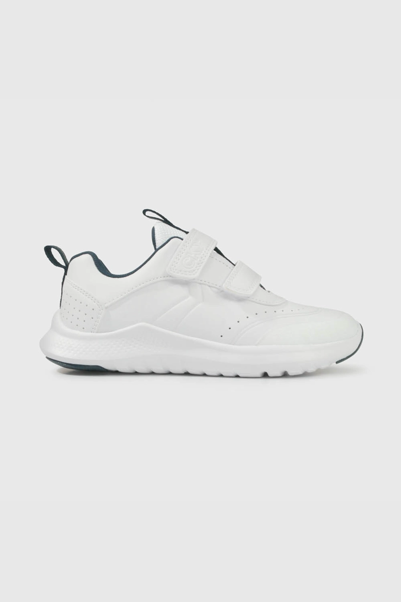 ZAPATILLAS COLLOKY ESCOLAR BLANCA DOBLE VELCRO Y DETALLES AZULES NIÑO - 2