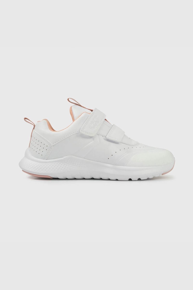 ZAPATILLAS COLLOKY ESCOLAR BLANCA DOBLE VELCRO Y DETALLES ROSADOS NIÑA - 2
