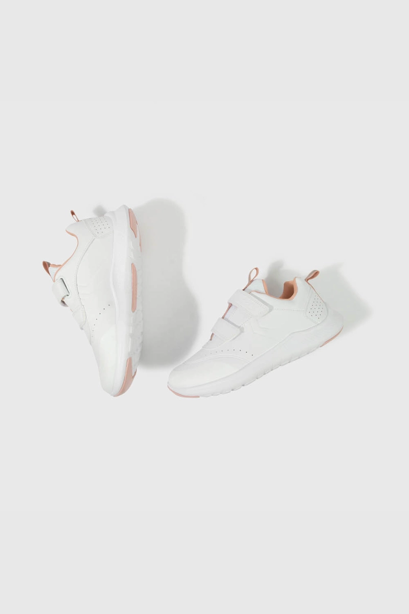 ZAPATILLAS COLLOKY ESCOLAR BLANCA DOBLE VELCRO Y DETALLES ROSADOS NIÑA - 4