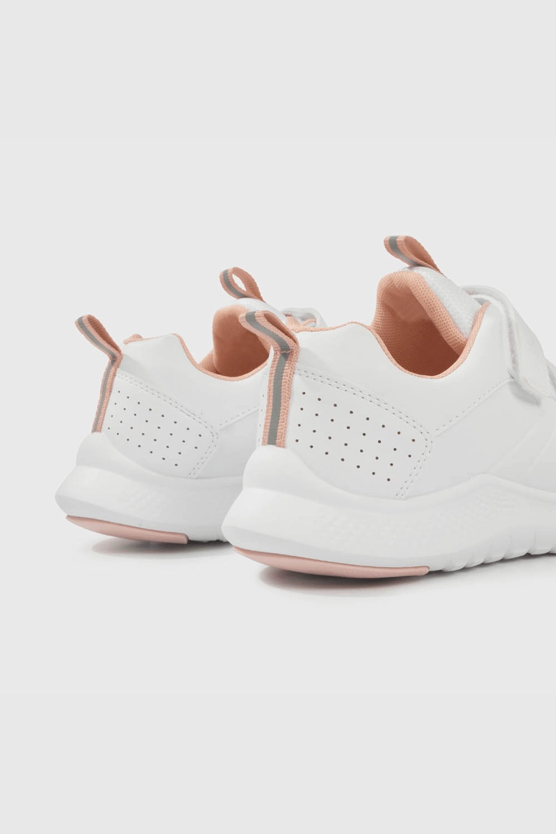 ZAPATILLAS COLLOKY ESCOLAR BLANCA DOBLE VELCRO Y DETALLES ROSADOS NIÑA - 5