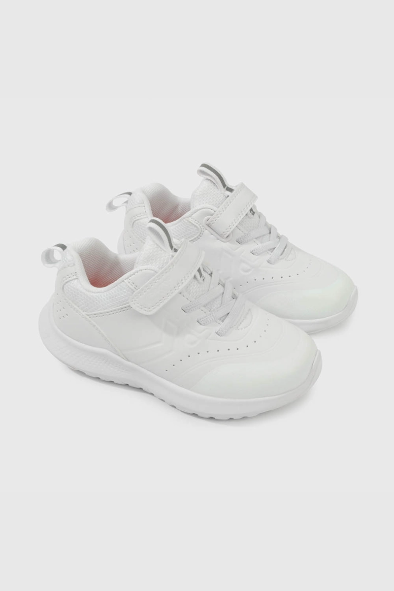 ZAPATILLA ESCOLAR BLANCA CON VELCRO Y CORDON UNISEX - 1