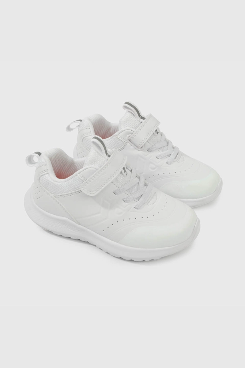 ZAPATILLA ESCOLAR BLANCA CON VELCRO Y CORDON UNISEX - 1