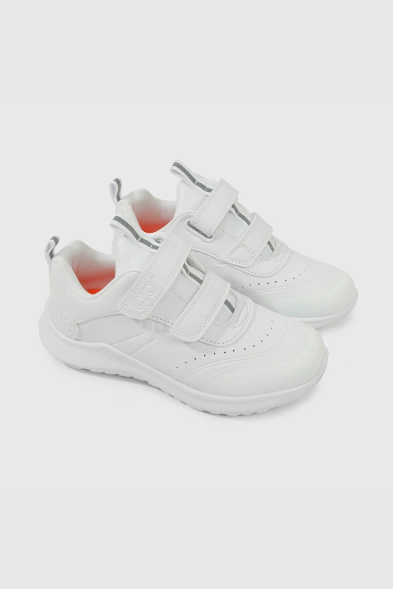 ZAPATILLA ESCOLAR BLANCA CON VELCRO UNISEX - 1
