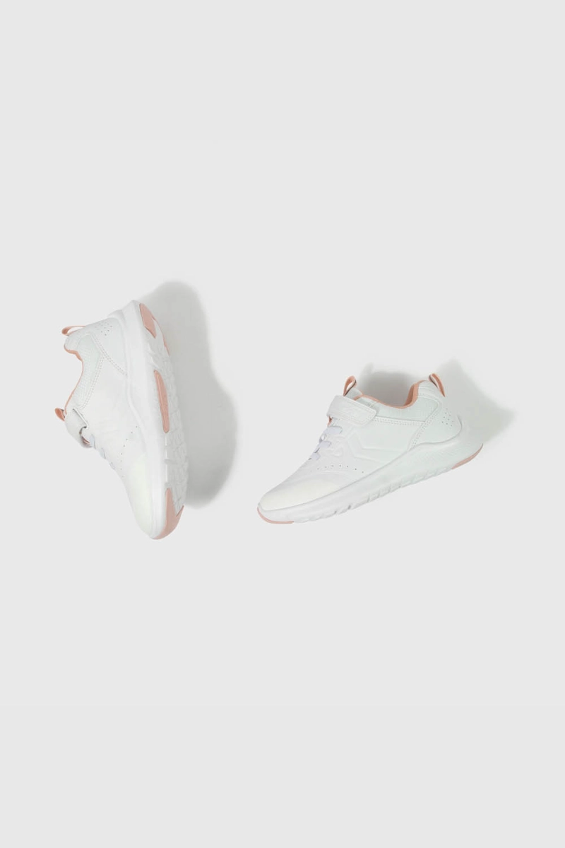 ZAPATILLAS COLLOKY ESCOLAR BLANCA CON VELCRO Y DETALLES ROSADOS NIÑA - 4