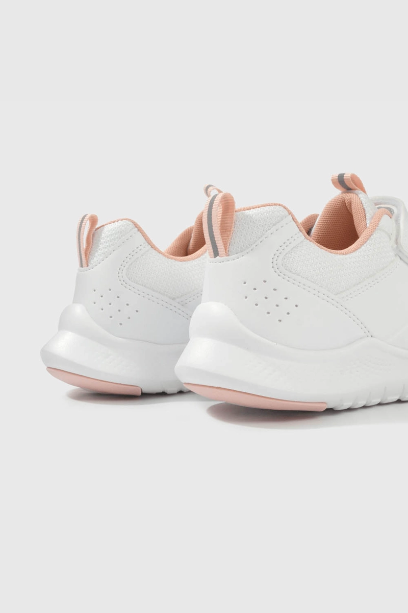 ZAPATILLAS COLLOKY ESCOLAR BLANCA CON VELCRO Y DETALLES ROSADOS NIÑA - 5