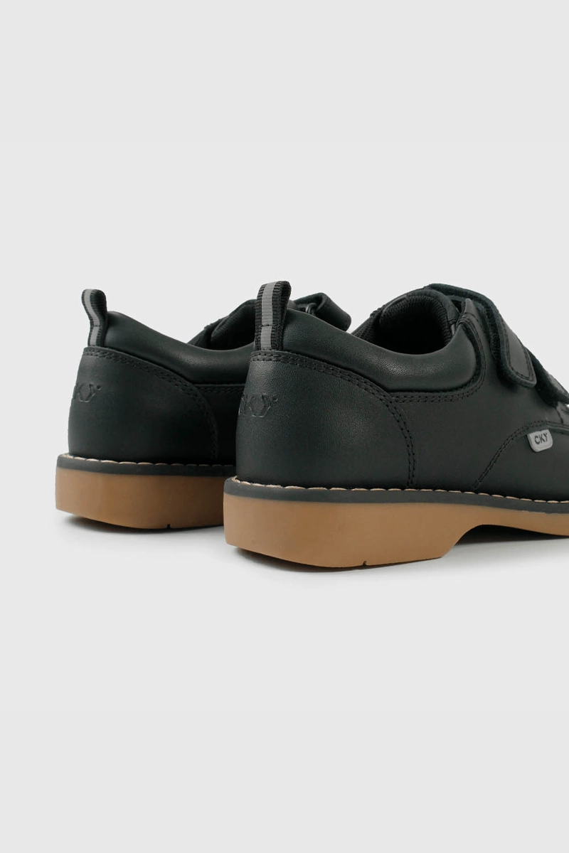 ZAPATO ESCOLAR NEGRO DE CUERO DOBLE VELCRO - 5