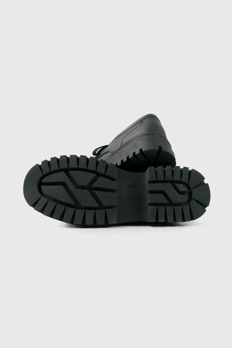 ZAPATO ESCOLAR NEGRO DE CUERO CON PLATAFORMA Y CORDONES NIÑA - 3