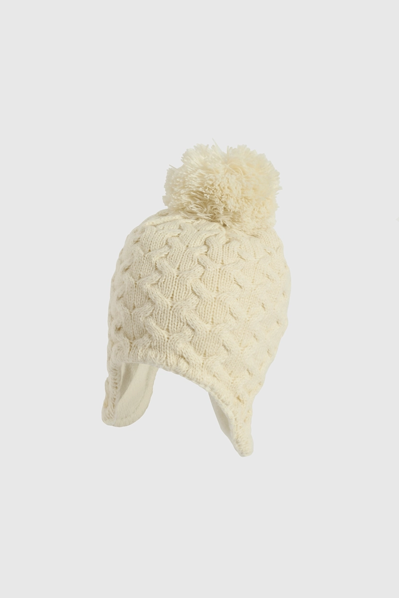 GORRO TEJIDO CON FORRO BEIGE PARA NIÑA DE LANA 3/6M A 12/24M - 1