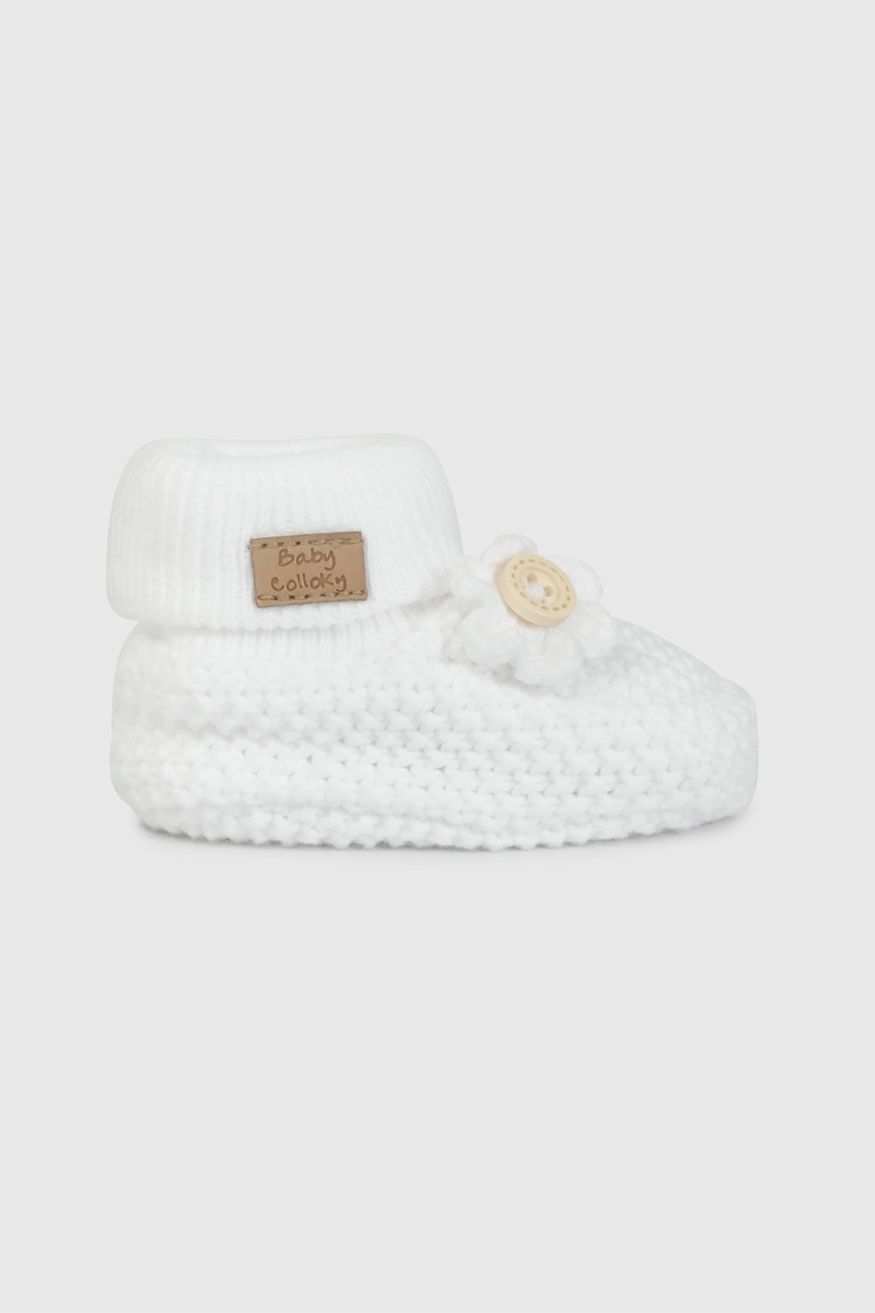 PANTUFLA BLANCA TEJIDA APLICACION FLOR 19020310V26 - 2