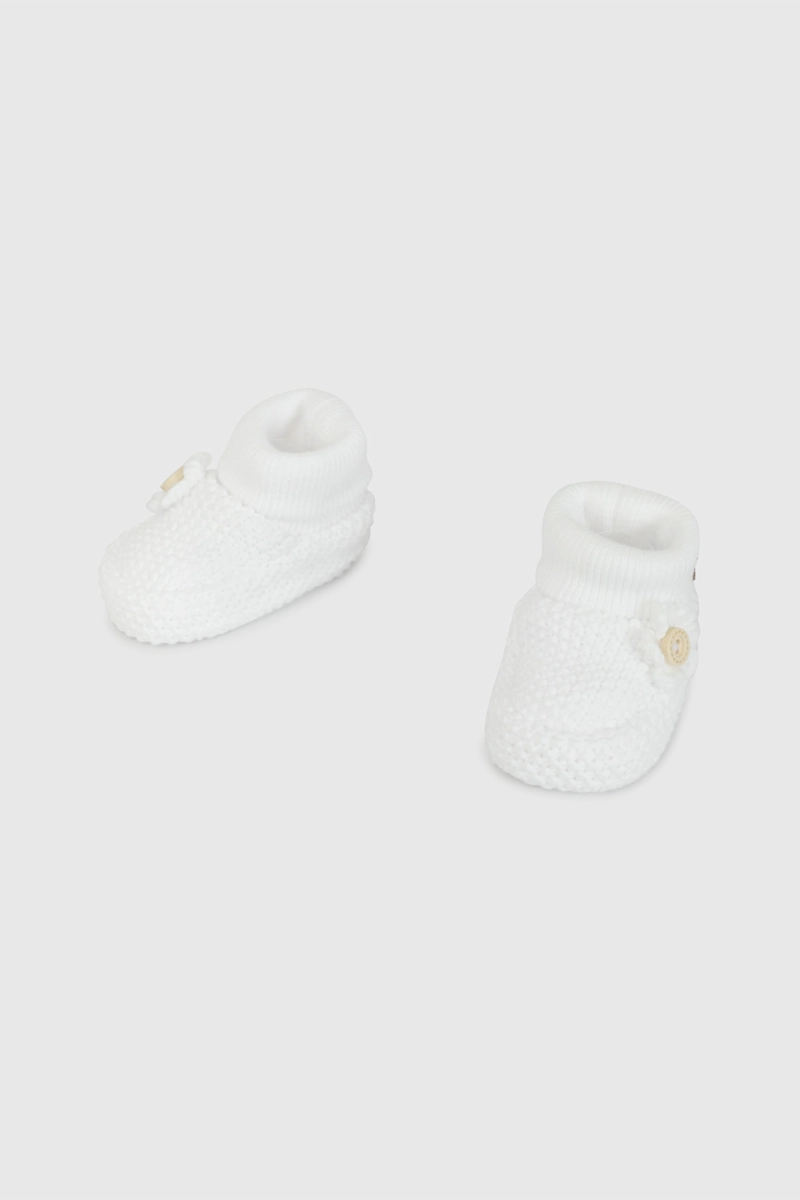 PANTUFLA BLANCA TEJIDA APLICACION FLOR 19020310V26 - 4
