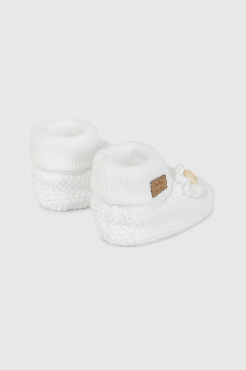 PANTUFLA BLANCA TEJIDA APLICACION FLOR 19020310V26 - 5
