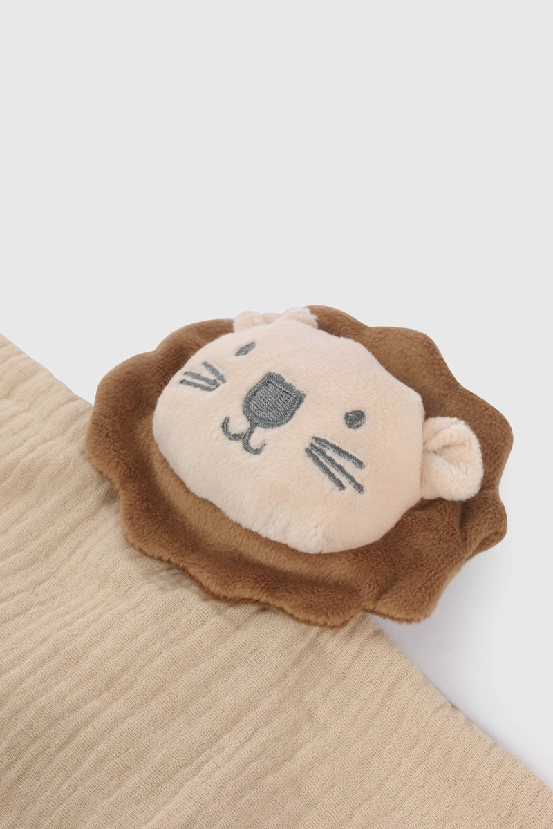 JUGUETE DE APEGO SAQUITO CAFE  LEON DE BEBE  DE NEW BORN TALLA UNICA - 3