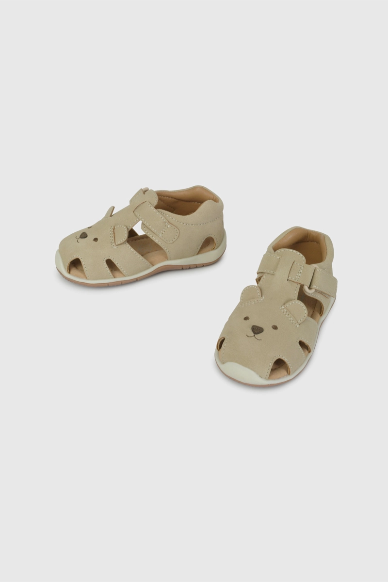 SANDALIA CANGREJERA CON DISEÑO DE OSO BEIGE TALLA 18 A 21 - 4