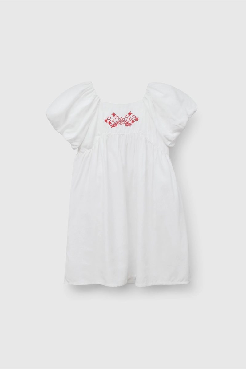 VESTIDO BLANCO MANGA GLOBO DE NIÑA TALLA 3 A 12 AÑOSS - 1