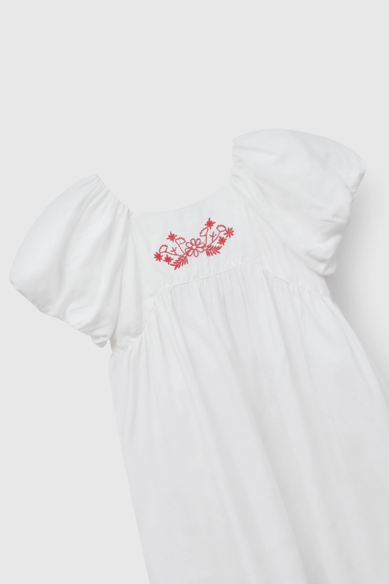 VESTIDO BLANCO MANGA GLOBO DE NIÑA TALLA 3 A 12 AÑOSS - 3