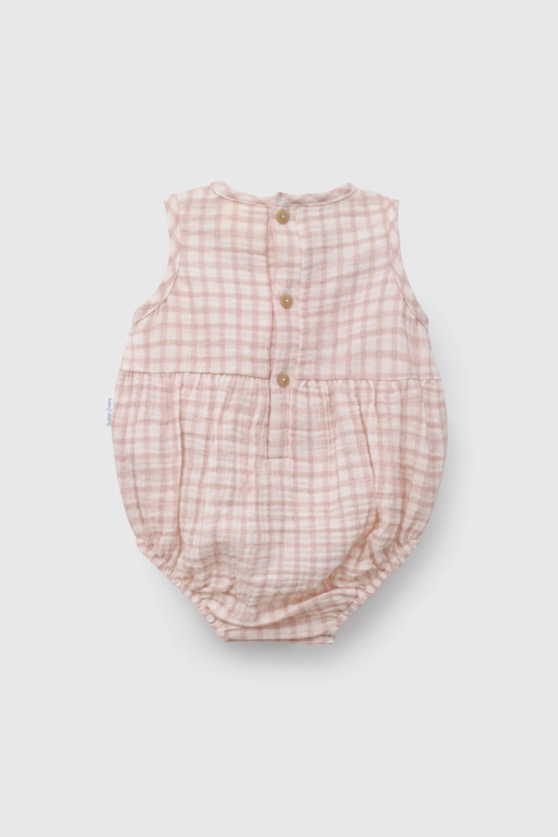 BODY FUCSIA VICHY DE BEBE  DE NEW BORN TALLA 0/3 M A 09/12M - 2
