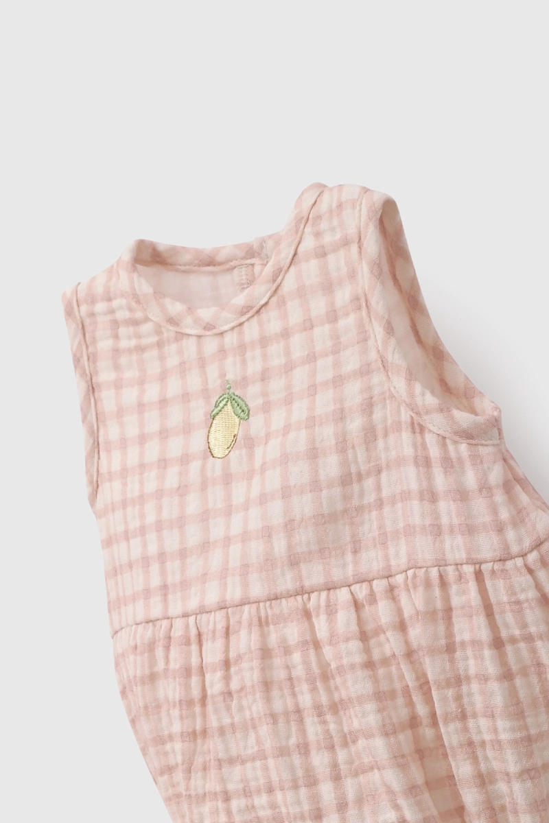 BODY FUCSIA VICHY DE BEBE  DE NEW BORN TALLA 0/3 M A 09/12M - 3