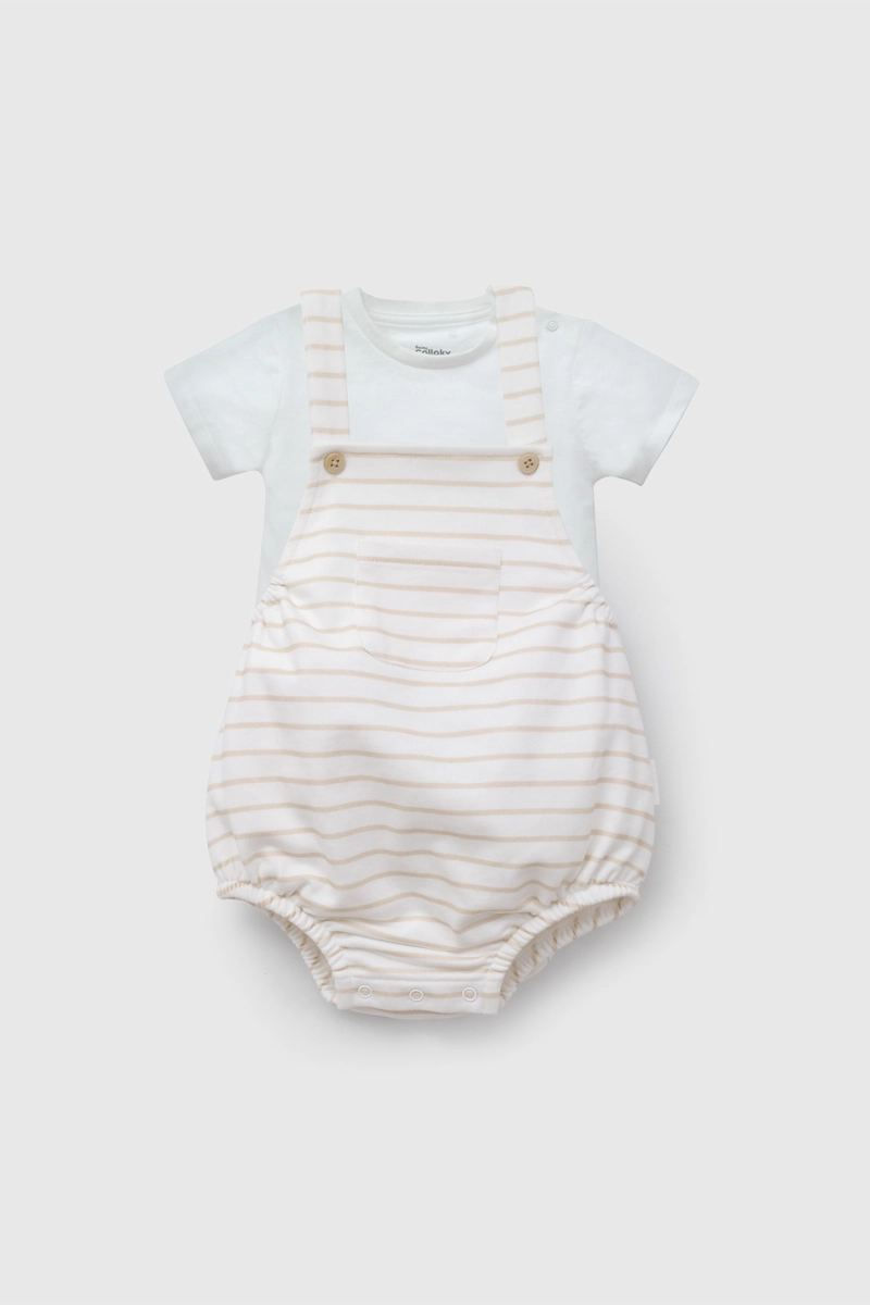 CONJUNTO BLANCO RAYADO UNISEX DE BEBE  DE NEW BORN TALLA RN A 6/9 M - 1