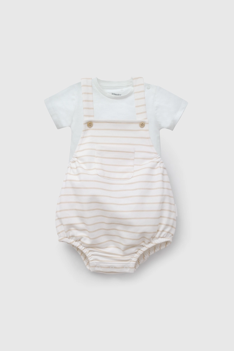 CONJUNTO BLANCO RAYADO UNISEX DE BEBE DE NEW BORN TALLA RN A 6/9 M - 1