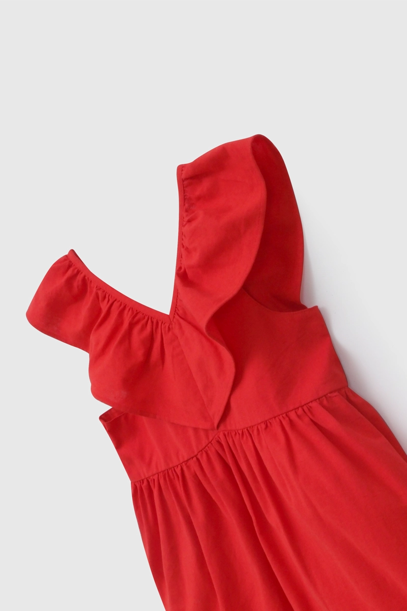 VESTIDO ROJO VUELO DE NIÑA TALLA 3 A 12 AÑOSS - 3