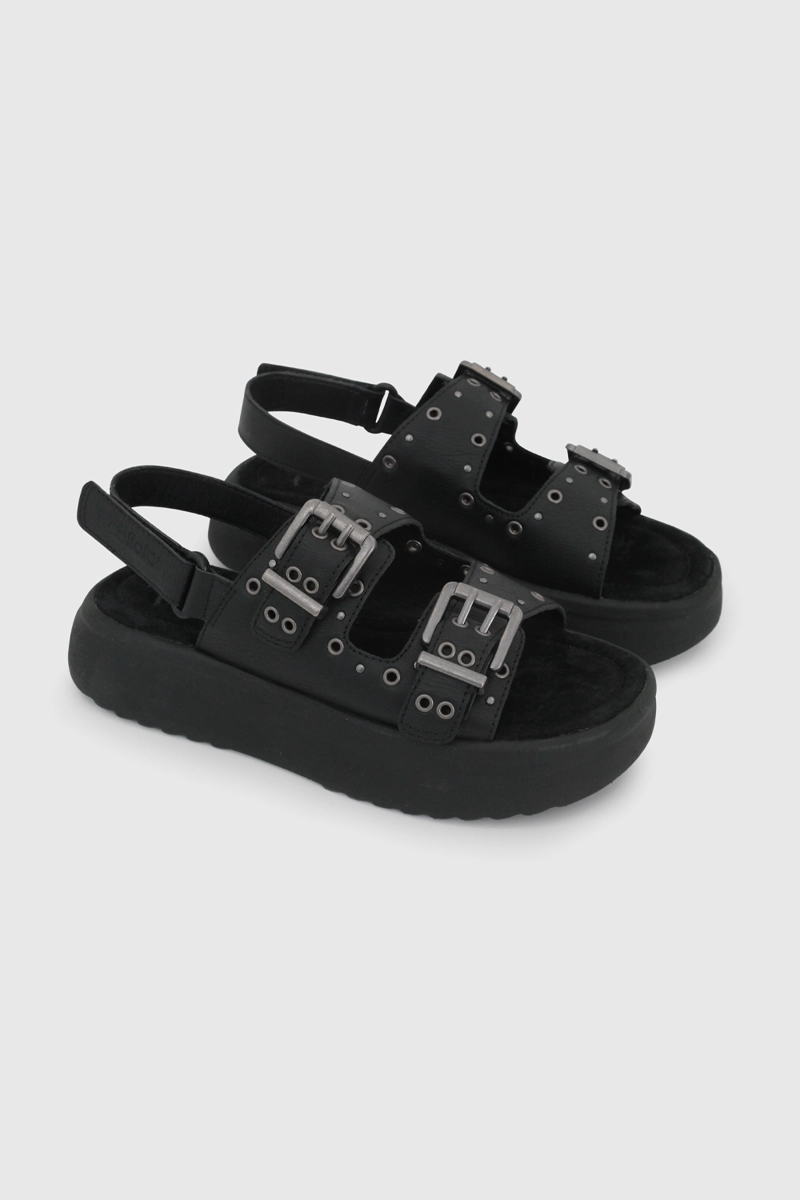 SANDALIA NEGRA CON PLATAFORMA Y TACHAS DE NIÑO TALLA 28 A 38 - 1