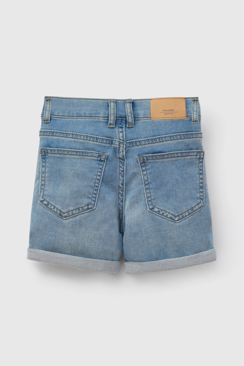 BERMUDA CELESTE ELASTICADA DE NIÑO INFANTIL TALLA 3/6 M A 24M/36 M - 2