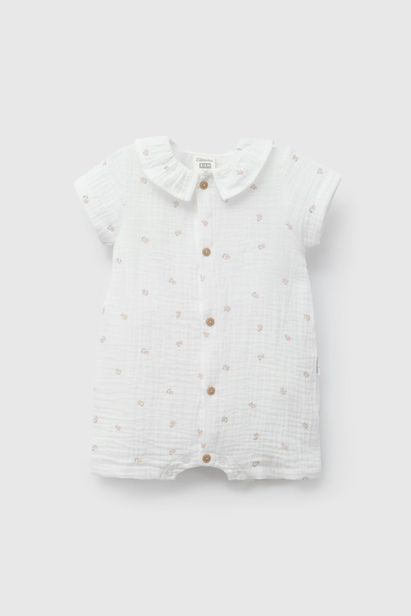 ENTERITO BLANCO FLORES DE BEBE DE NEW BORN TALLA 0/3 M A 09/12M - 1