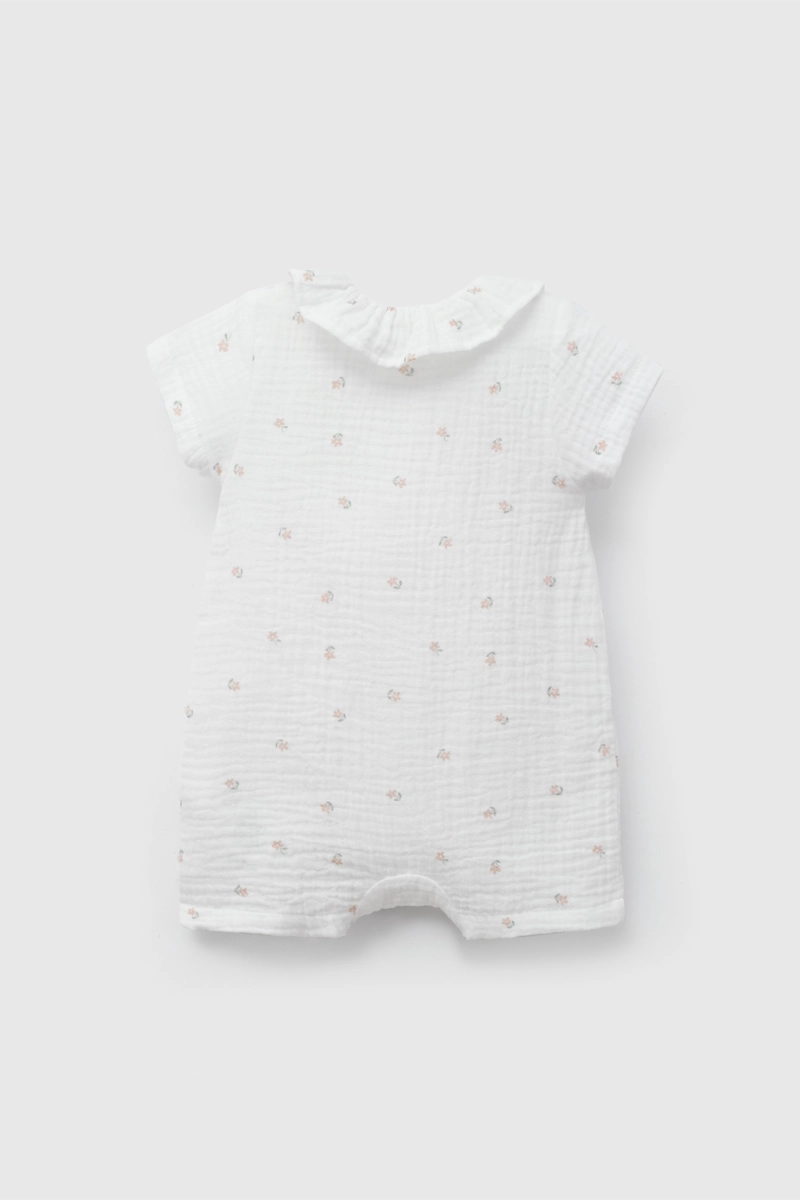 ENTERITO BLANCO FLORES DE BEBE DE NEW BORN TALLA 0/3 M A 09/12M - 2