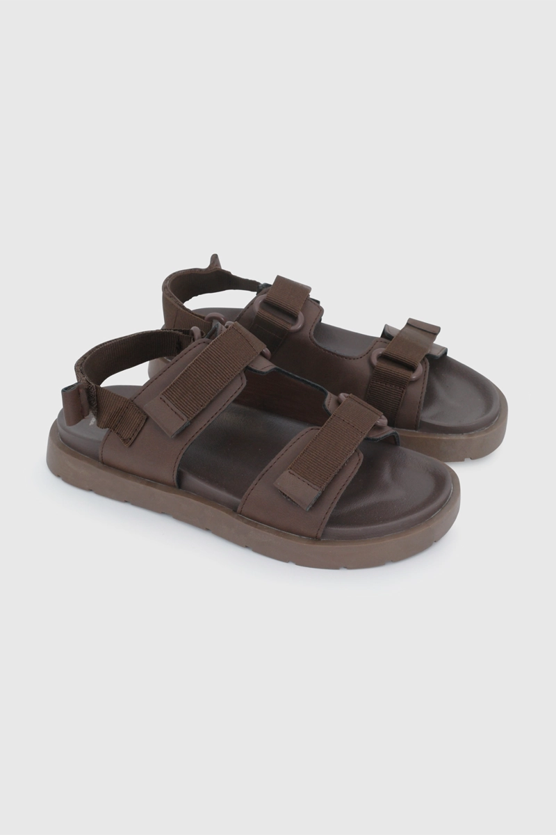 SANDALIA DE VESTIR CAFE DE NIÑO CON VELCRO TALLA 28 A 38 - 1