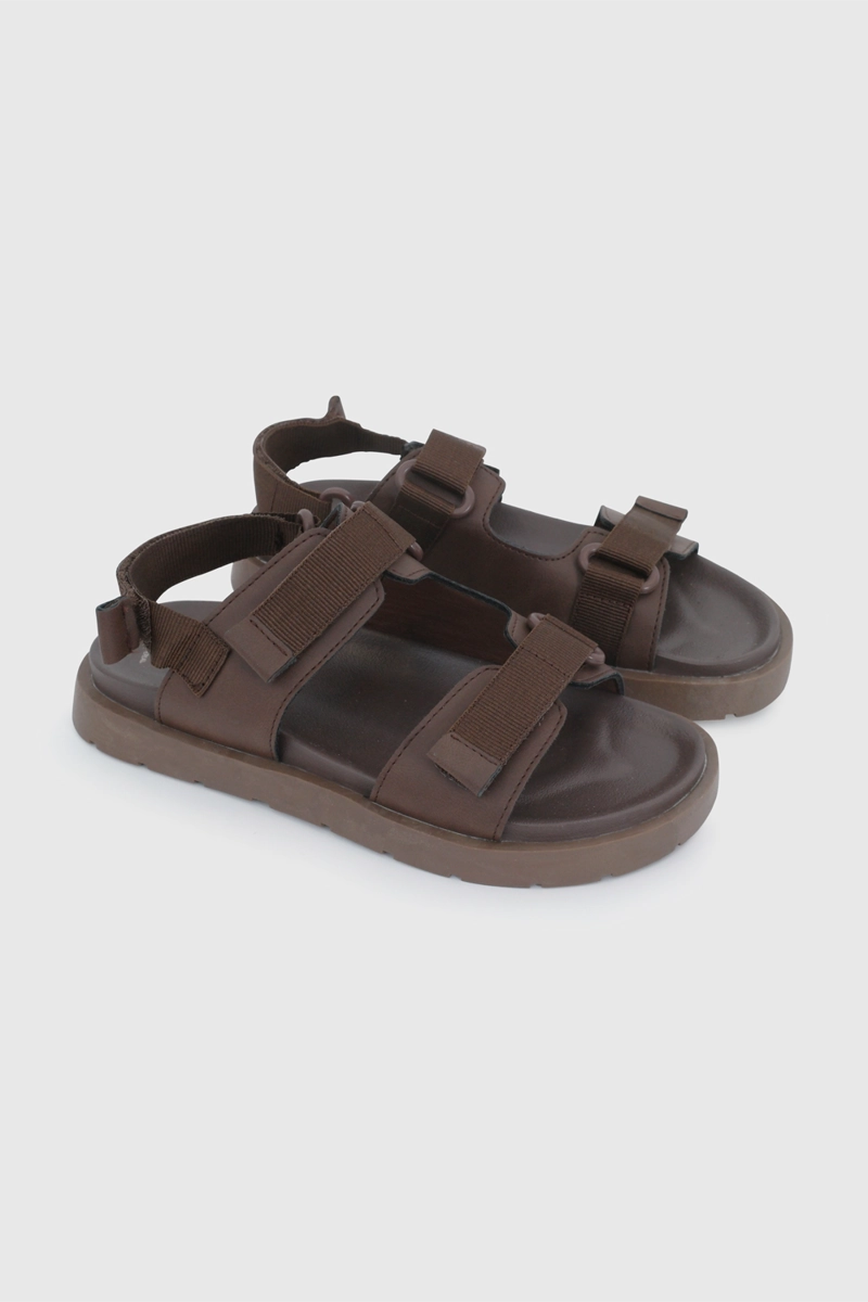 SANDALIA DE VESTIR CAFE  DE NIÑO CON VELCRO TALLA 28 A 38 - 1