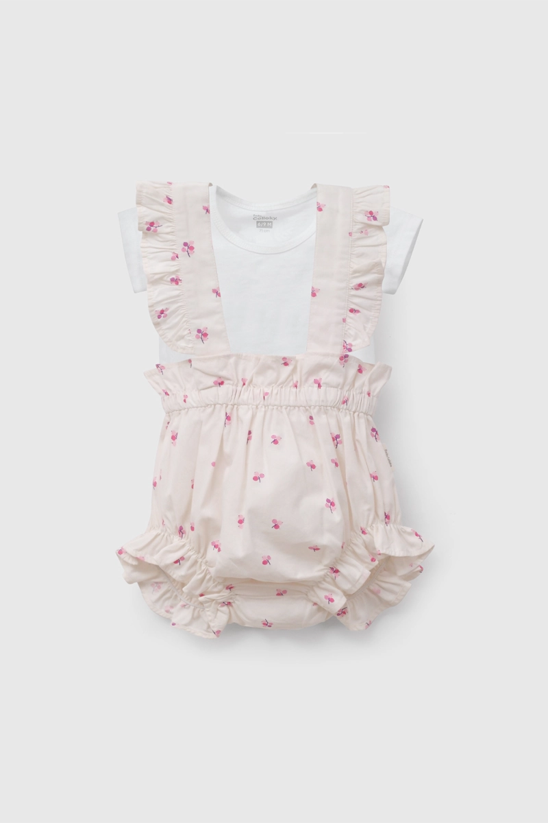 CONJUNTO BLANCO FLORES DE BEBE  DE NEW BORN TALLA 0/3 M A 09/12M - 1