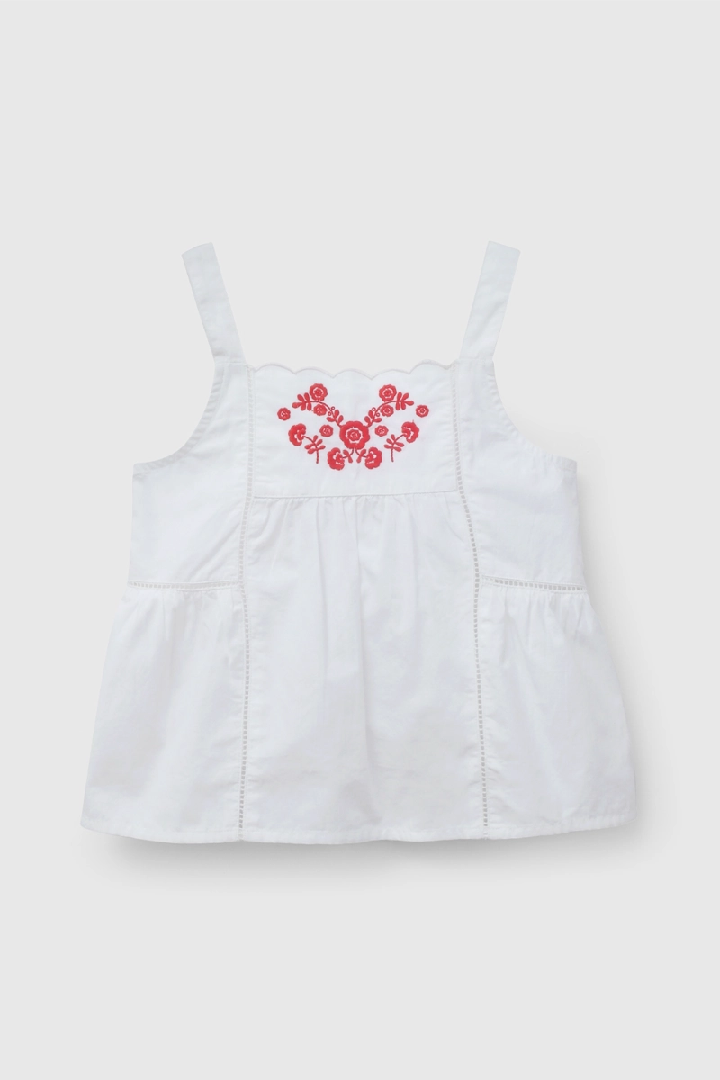 BLUSA FLORES BLANCA BORDADA DE NIÑA TALLA 3 A 12 AÑOSS - 1