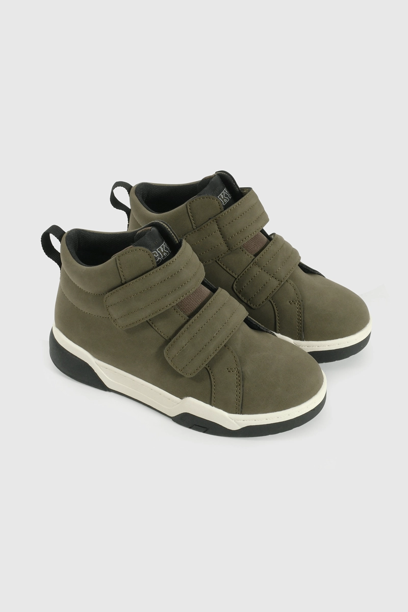 BOTIN DE NIÑO BEIGE CON CORDON CAÑA MEDIA - 1